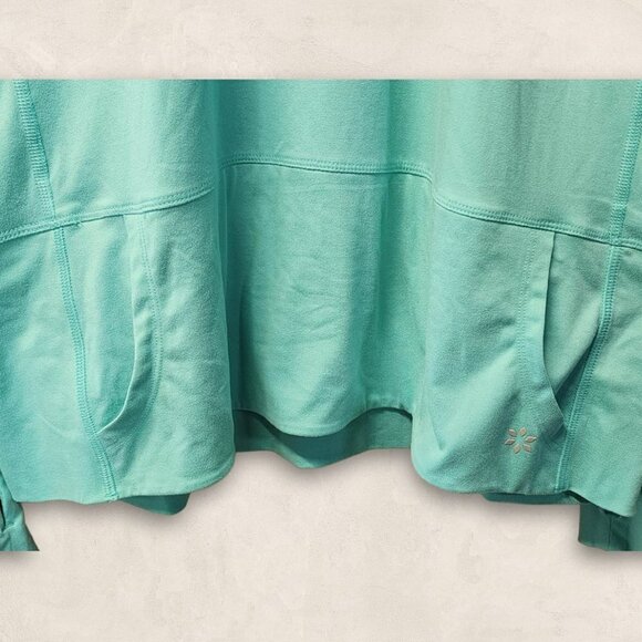 NINE West Active Teal Long Sleeve Running Workout Tee With Thumbholes Size L - Picture 4 of 5